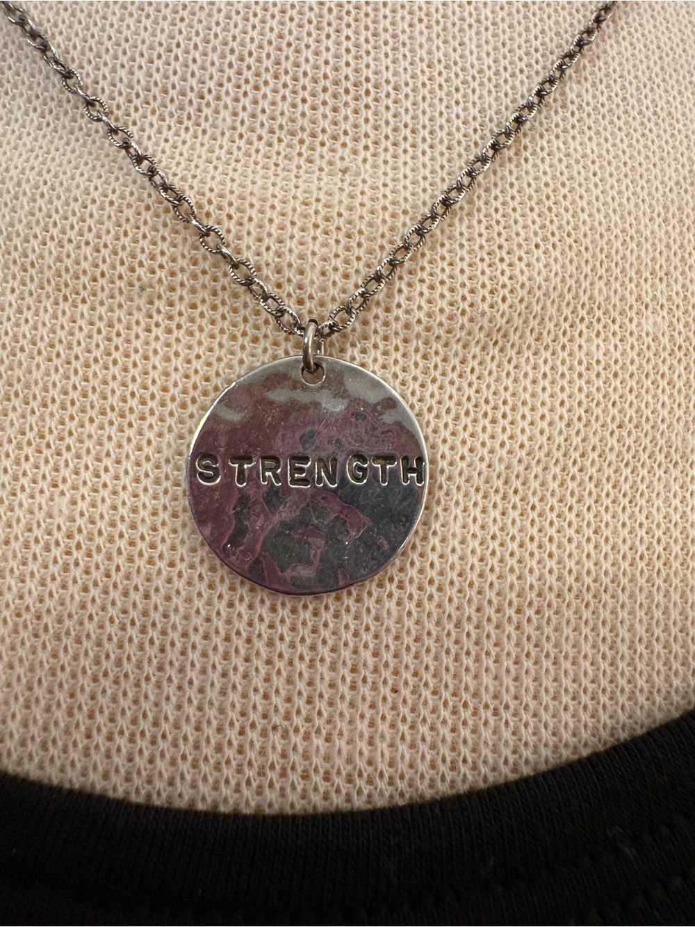 Sterling Silver (Stamped) “Strength” Pendant Necklace